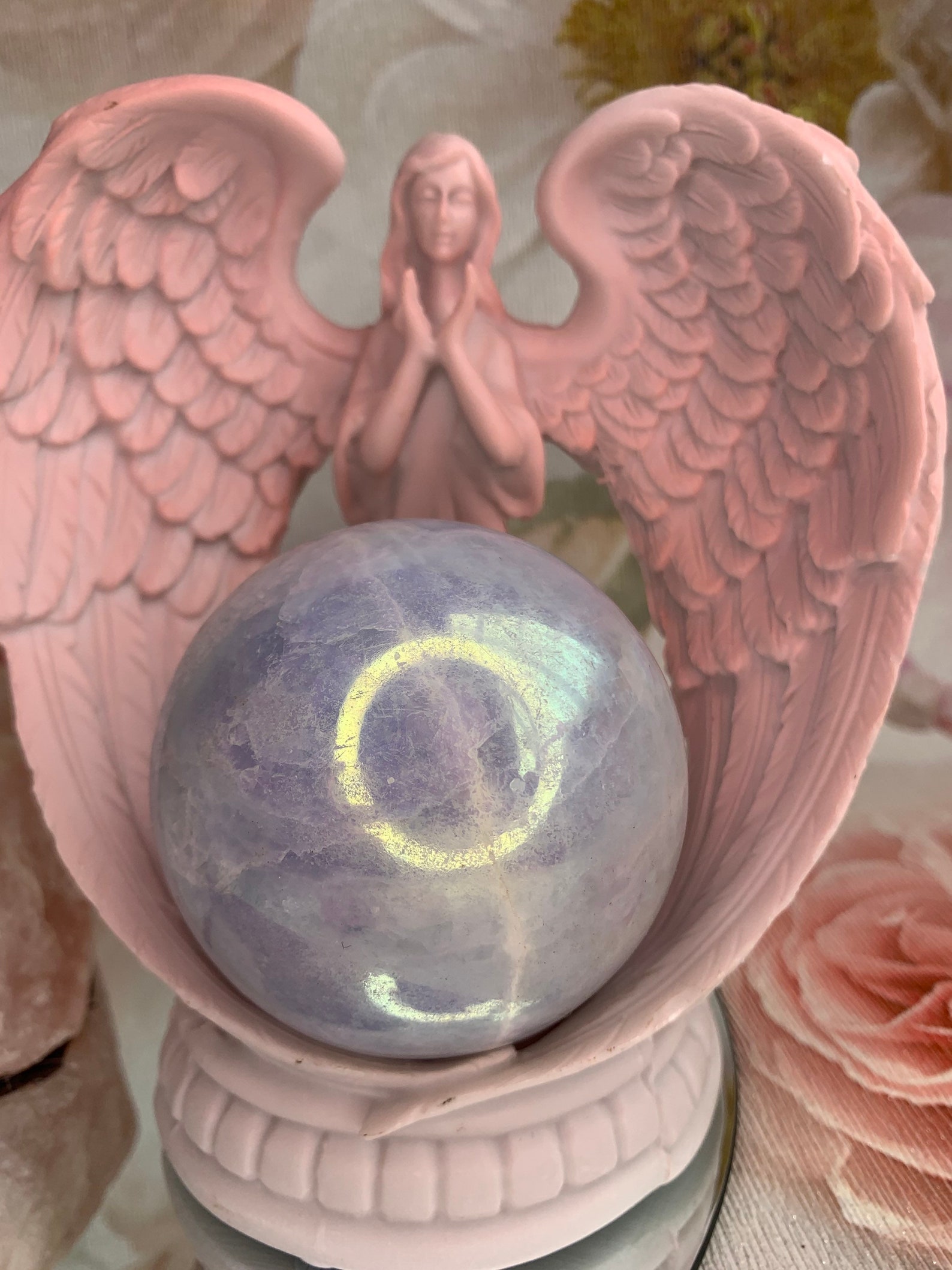 Ángel de resina rosa con alas. Soporte de esfera/soporte de Etsy España