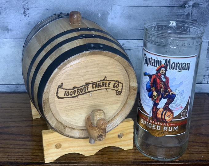 Captain Morgan Spiced Rum 1 Liter Hand Poured Candle 1 Liter Means 25 