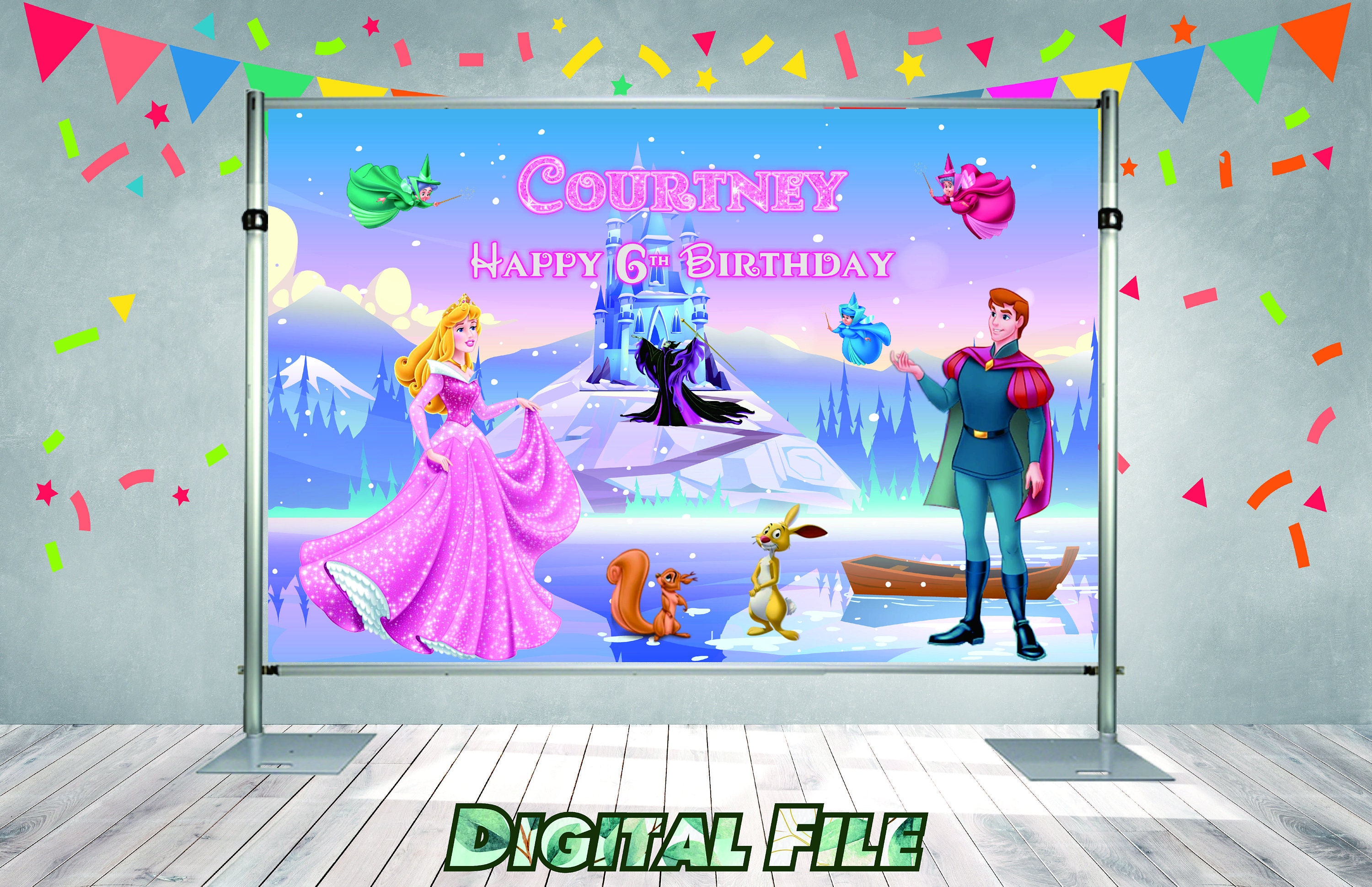 DIGITAL FILE, Sleeping Beauty Backdrop Banner, Sleeping Beauty Birthday ...