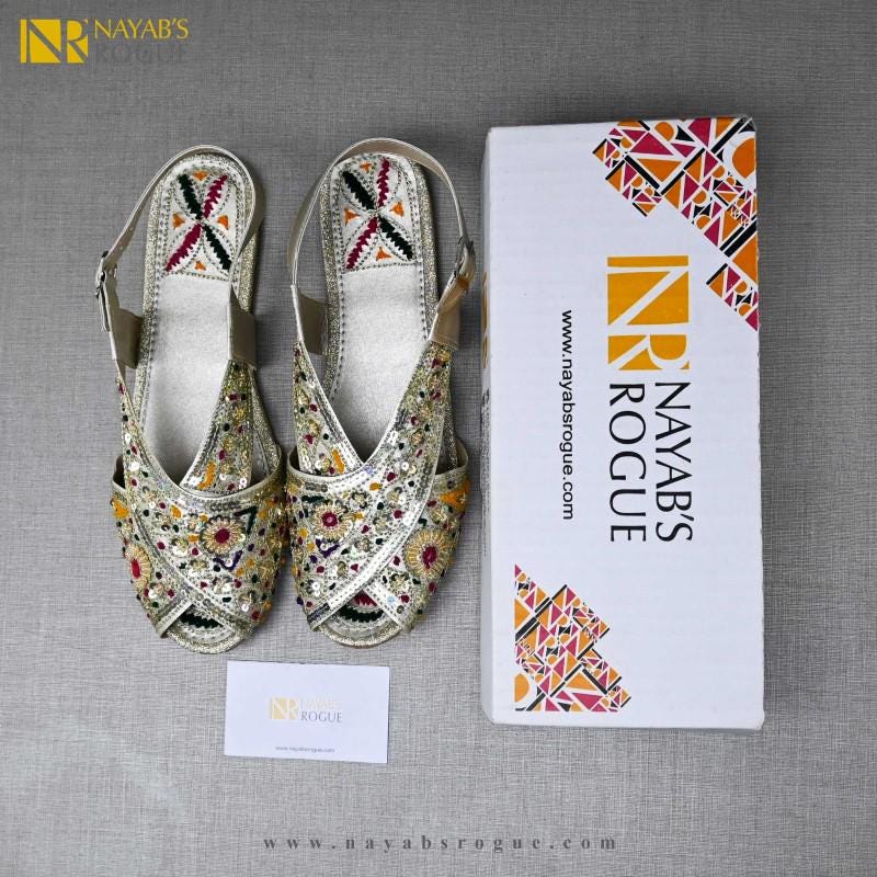 Handcrafted Peshawari Chappal Tilla Work
