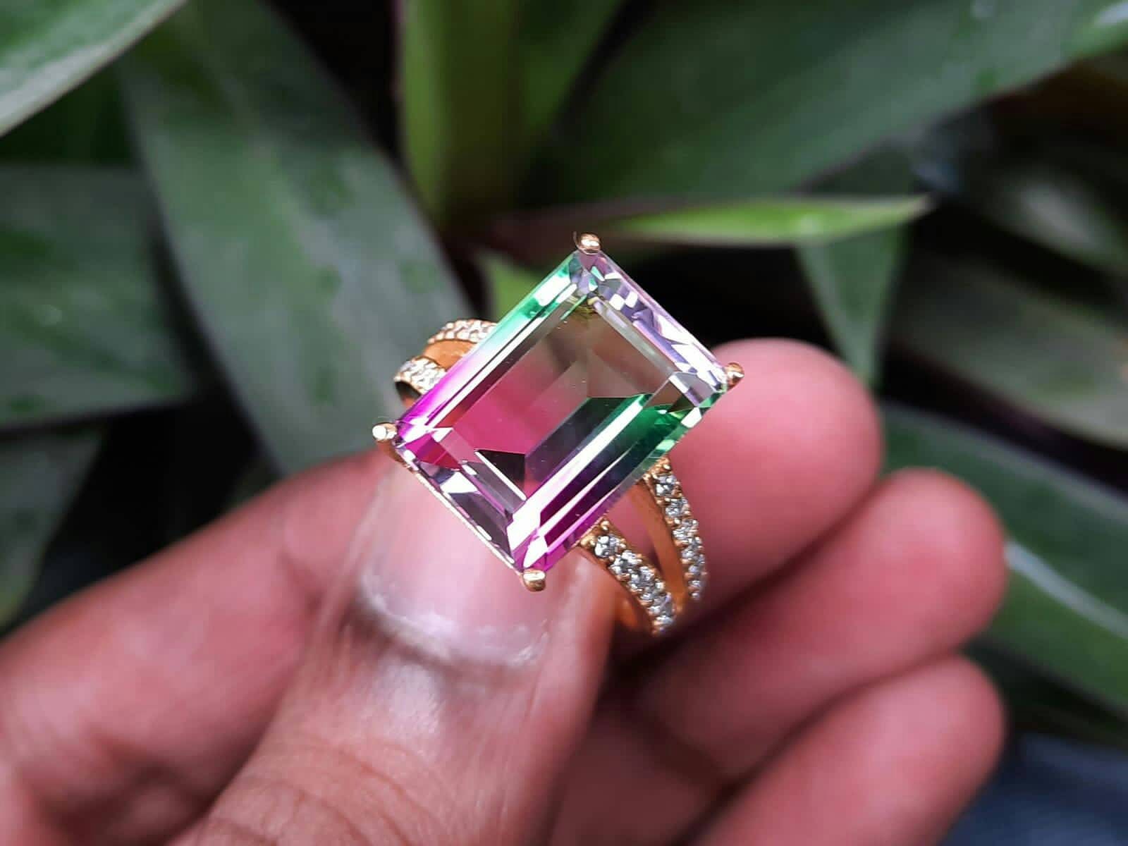 Watermelon Tourmaline Solitaire Ring | Exquisite Jewelry for Every Occasion  | FWCJ