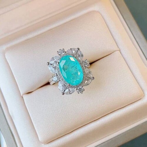 Cushion Paraiba Tourmaline Wedding Engagement Ring Bridal - Etsy