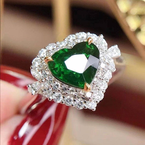 Heart Shape Tsavorite ENGAGEMENT RING, Tsavorite Ring, Green Garnet Ring,  Tsavorite Garnet, Green Stone Ring, Engagement Gift, Unique Ring. - Etsy