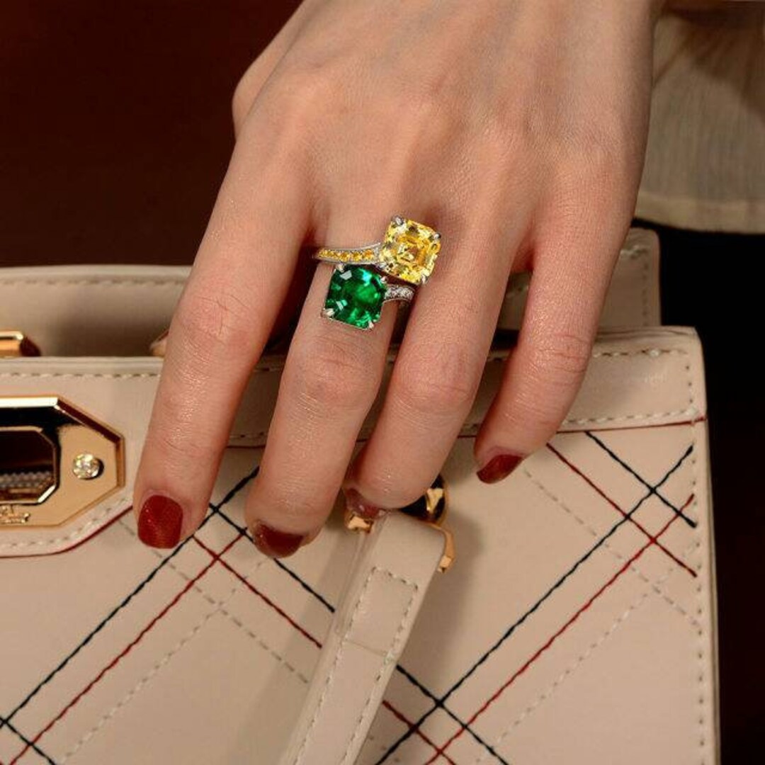 Citrine and cheap emerald ring