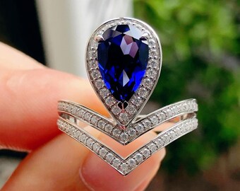 Lab Sapphire Ring, Vivid Blue Sapphire Engagement Ring, Effy Sapphire Ring, Cornflower Blue Sapphire, Ceylon Sapphire Ring, Pear Sapphire.