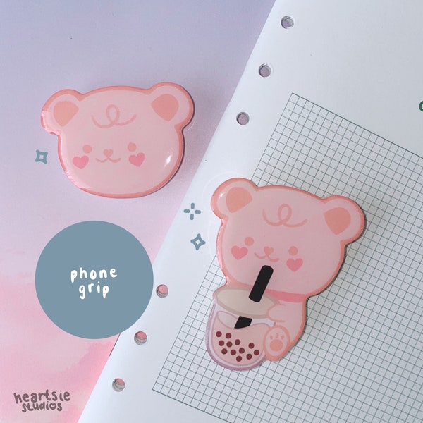 Choco Cute Bear Phone Grip | kawaii bear, bear phone holder, kawaii phone grip, cute griptok, cute phone grip, cute phone accessories, gift