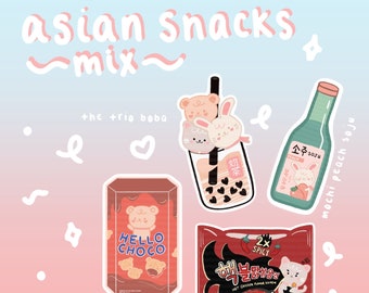 Adesivi carini per snack asiatici / adesivo kawaii per bevande, adesivo kawaii per cibo, snack coreano, adesivi per laptop asiatici, adesivo per cibo asiatico, adesivo per soju