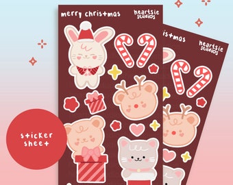 Feuille d’autocollants Joyeux Noël | Autocollants de vacances pour planificateur, autocollant de Noël, autocollants de Noël Kawaii, autocollants de vacances Kawaii, hiver