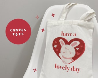 Bunny Tote Bag | cute tote bags aesthetic, tote bag cotton, trendy tote bag, tote bag gift for her, kawaii tote, shopping tote, canvas bag
