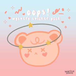 Oops! Pacote de adesivos misteriosos | adesivos kawaii, bolsa de adesivos fofa, bujo kawaii, bolsa de papelaria, adesivos bujo, adesivos com desconto