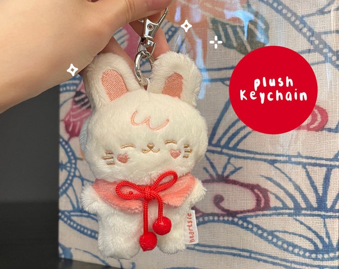 Mochi Bunny Plush Keychain | kawaii bunny keychain, plush keyring, plushie keychain, bunny bag charm, stuffed animal, kawaii gift