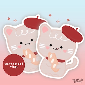 Brotkatzenaufkleber | süßer Katzen Aufkleber, Katzen Aufkleber, Katzen Aufkleber, Geschenk für Katzenliebhaber, kawaii kitty, Planer Aufkleber, französische Katze