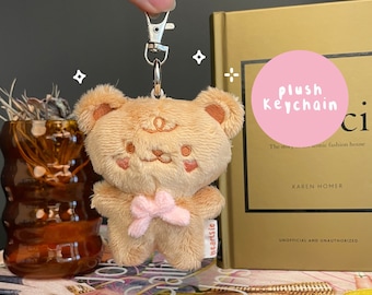 Choco Bear Plush Keychain | Kawaii Bear Keychain, Plush Keyring