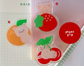 Summer Fruit Phone Grip | kawaii bear, bear phone holder, kawaii phone grip, cute griptok, cute phone grip, cute phone accessories