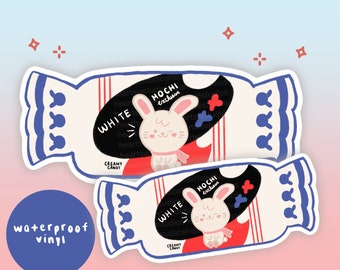 Mochi White Rabbit Candy Sticker / pegatinas de dulces, pegatina de postre kawaii, pegatina de merienda asiática, pegatina de conejito lindo, conejito kawaii, estacionario