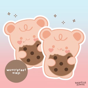 Cookie Bear Sticker | cute bear sticker, kawaii bear stickers, bear laptop sticker, bakery bear sticker