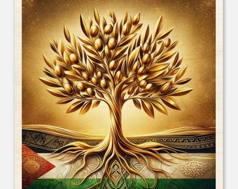 Palestine Golden Olive Tree Wooden Wall Art Prints