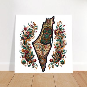 Traditional Palestine map Tatreez Premium Matte Paper Poster