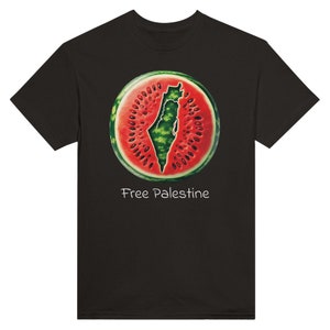 Wassermelone Samen Palästina Karte Unisex Rundhals T-Shirt
