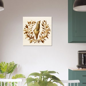 Wood Print Golden Palestine Map & Olive Branches