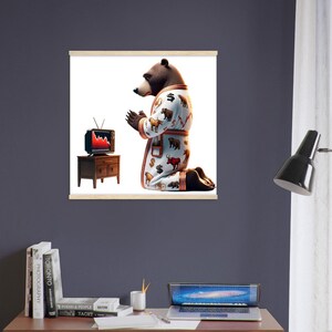 Stock Market Bear in Prayer Premium Matte Poster with Hanger