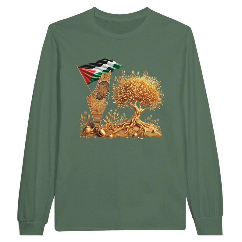 Cotton T-Shirt – Handmade Olive Tree Palestinian Tatreez Motifs