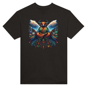 Vibrant Stock Market Themed Mystical Bull Unisex Crewneck T-shirt