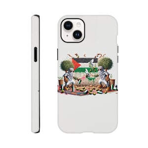 Tough phone  case Olive trees spray painting Palestine flag