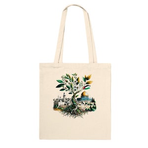Jerusalemgrowth - Künstlerische Plant & City Fusion Tragetasche - umweltfreundliches Accessoire zum Thema Palästina