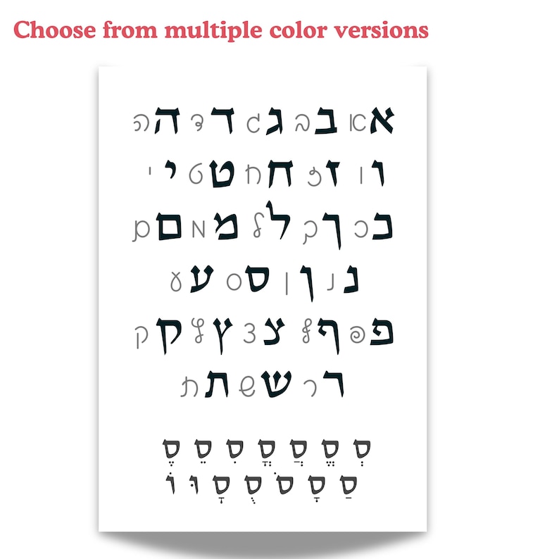 Hebrew Alphabet Chart With Nikkud, Alef Beit Poster (digital Download ...