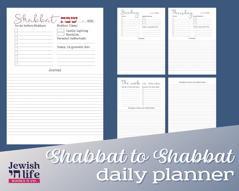 Printable Shabbat to Shabbat Daily Planner and Gratitude (hakarat Hatov ...