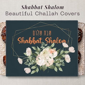 Challah Cover Shabbat Shalom in Hebrew, Shabbat Table Decor, Watercolor Flowers Challah Cloth, Jewish Family Gift, Boho Judaica Decor,