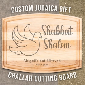 Custom Shabbat Challah Board Shabbat Shalom Dove Cutting Board Custom Shabbat Plate Gift for Jewish Wedding Gift Personalized Judaica Gifts