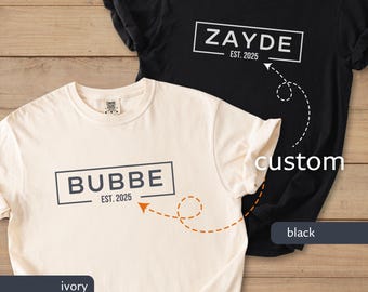 Custom Zayde & Bubbe Comfort Colors T-Shirt: Jewish Grandparent Gift