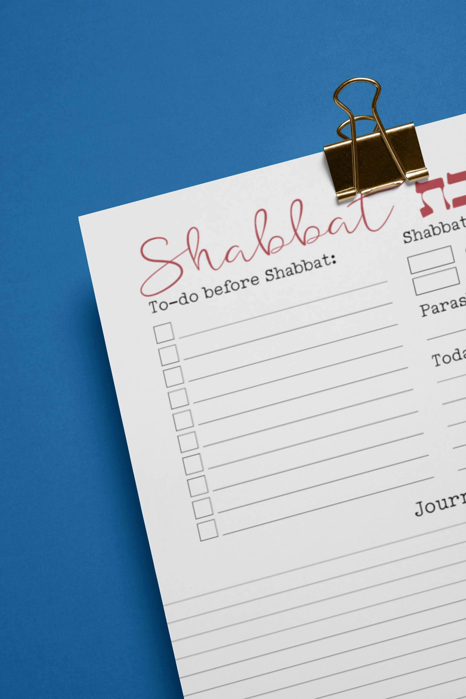 Printable Shabbat to Shabbat Daily Planner and Gratitude hakarat Hatov Journal Organize Your ...
