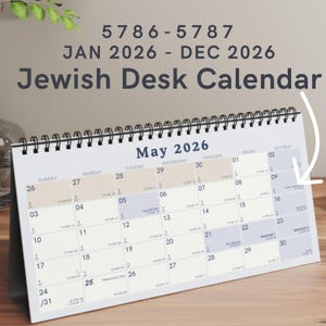 Jewish Desktop Calendar 2026, Hebrew Dates, Jewish Holidays