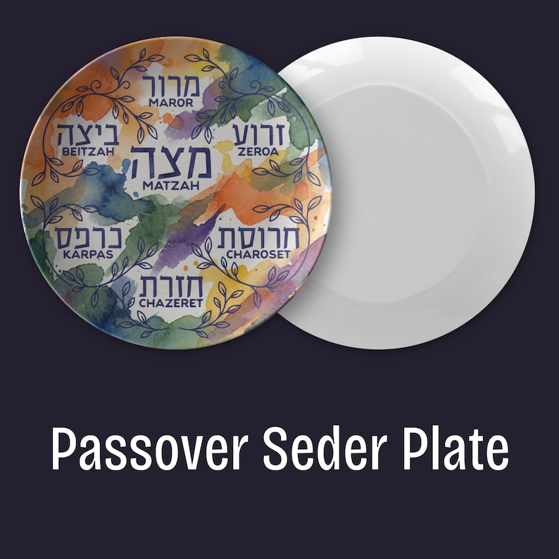 Modern Pesach Seder Plate – Hebrew English Ke'arah, Passover Kids Dish ...