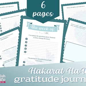 Printable Hakarat haTov Weekly Gratitude Journal for Jewish Women and Girls - Instant Download File for Reflection and Spiritual Growth
