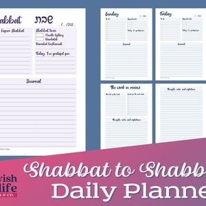 Printable Shabbat to Shabbat Daily Planner and Gratitude (hakarat Hatov ...