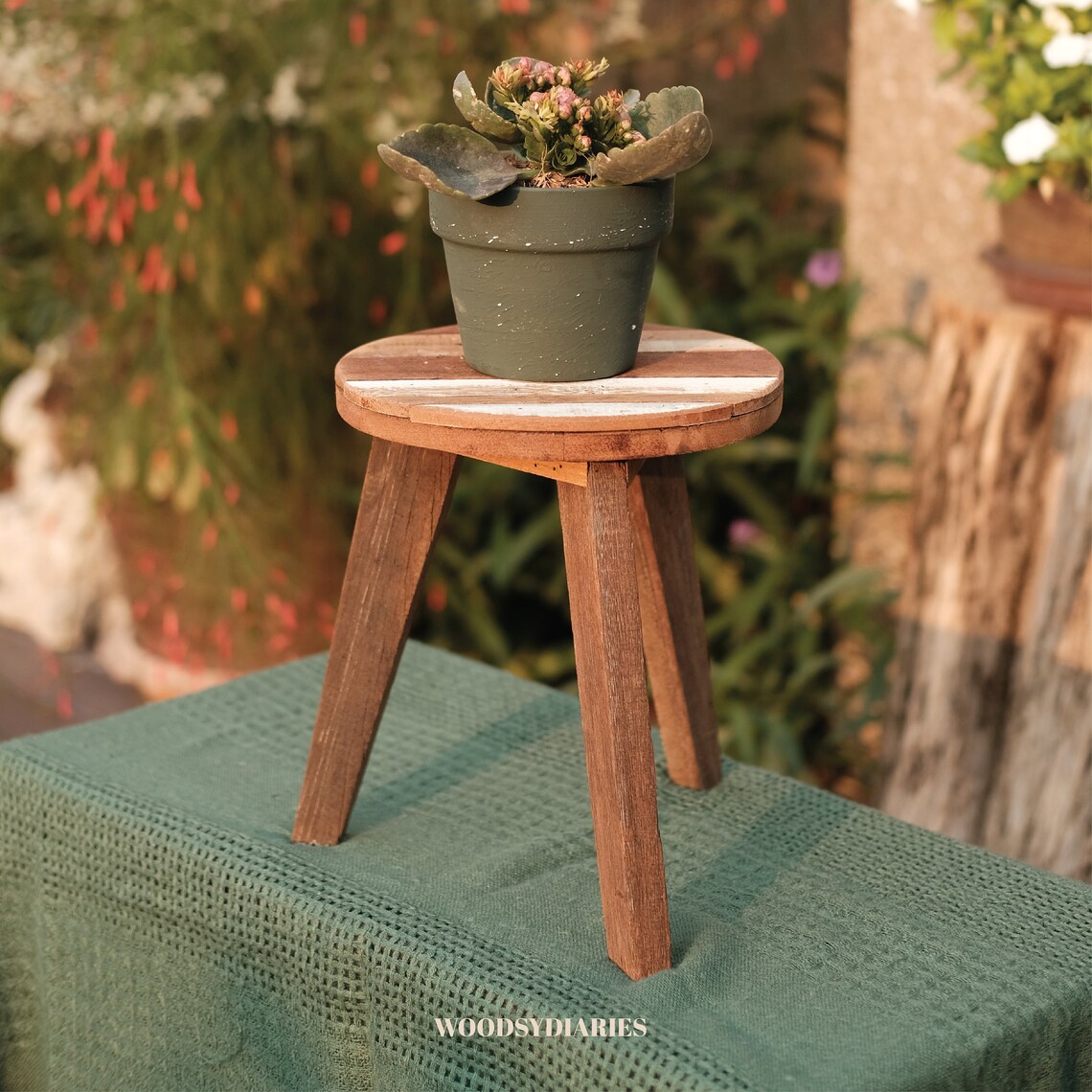 Rustic Wood Plant Stand, Tripod Plant Stand, Vintage Wooden Planter