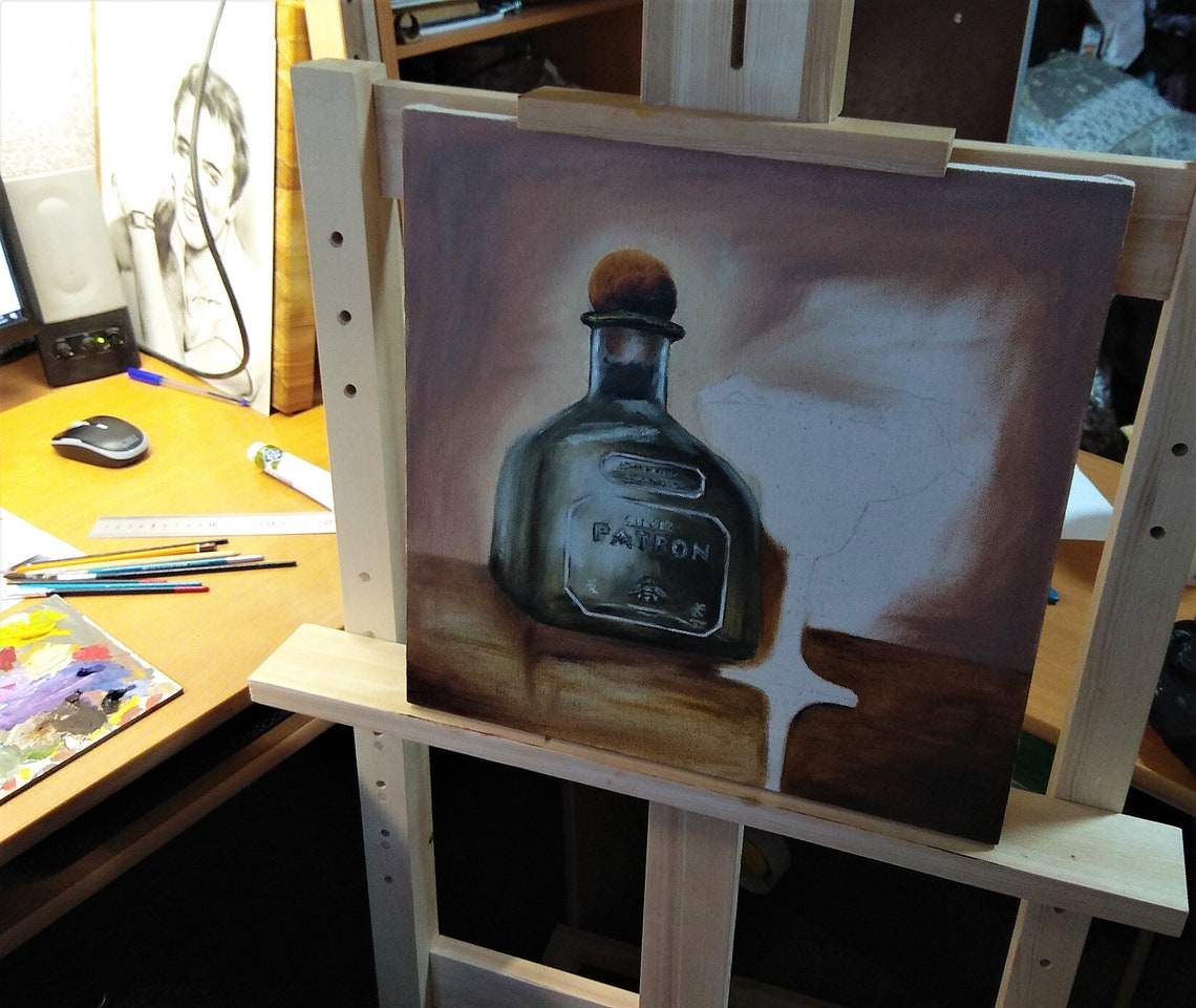 Tequila bottle Painting Oil on Canvas Original Art Etsy