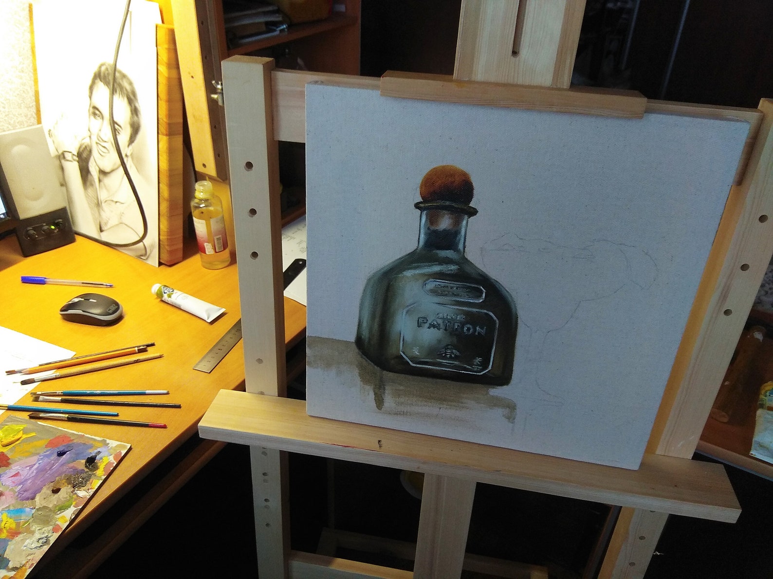 Tequila bottle Painting Oil on Canvas Original Art Etsy