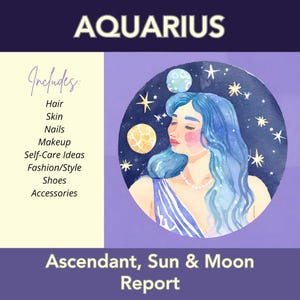Waterman sterrenbeeld astrologie cadeau, gedetailleerde geboortehoroscoop lezen, gepersonaliseerde zelfontdekking, loopbaan- en liefdesbegeleiding, zon, maan, ascendant