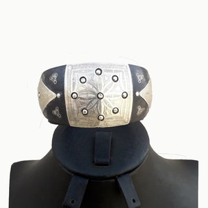 Handcrafted Tuareg Ebony and Silver Bangle, Berber Tribal Cuff Bracelet