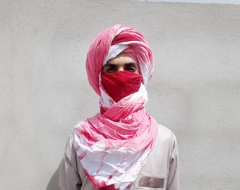 Sciarpa tuareg berbera lunga, sciarpa marocchina, sciarpa tribale tie dye, sciarpa nel deserto, turbante Tuareg