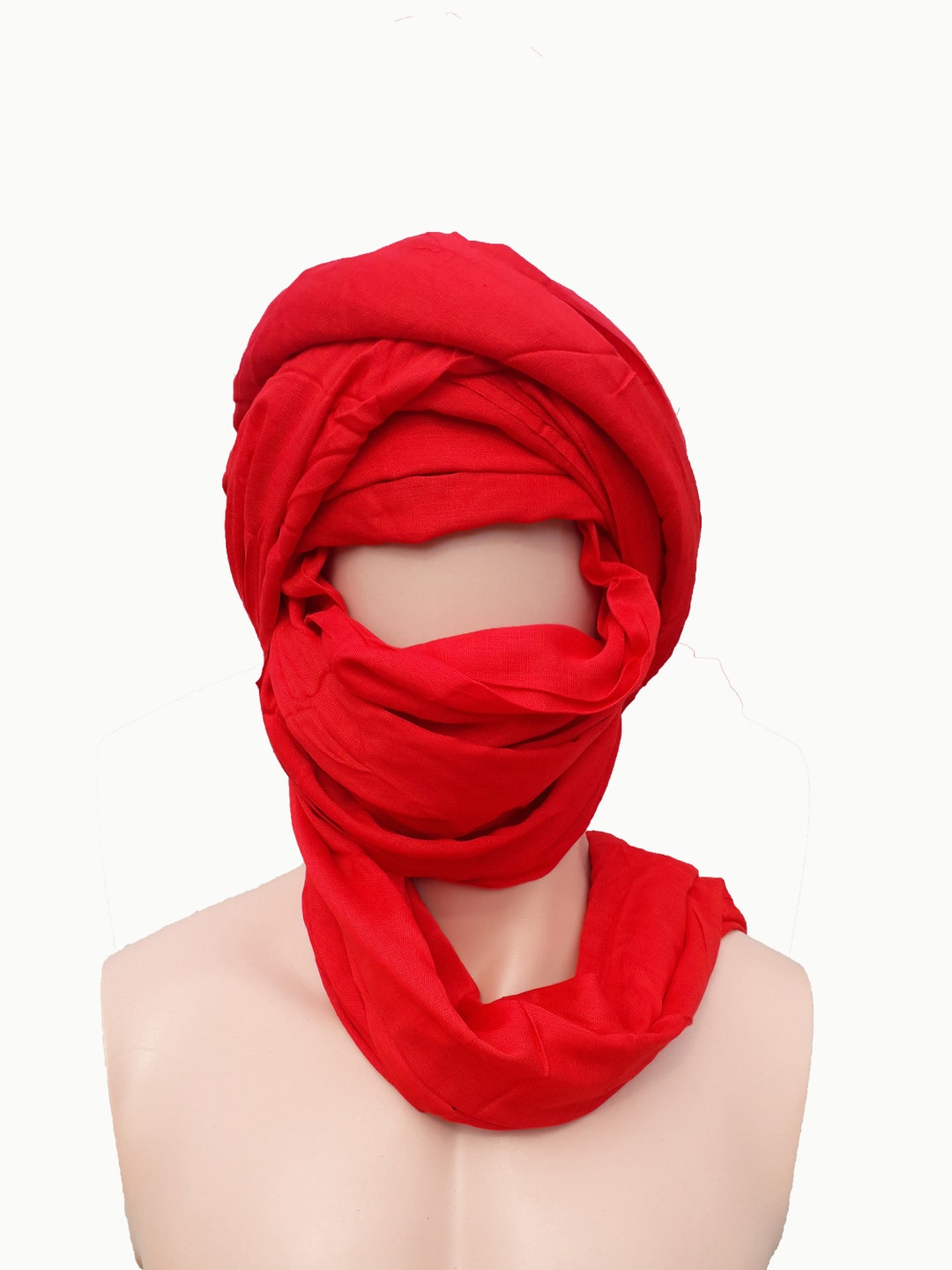 Red Tuareg Scarf, Moroccan Turban, Tribal Scarf, Ethnic Scarf, Moroccan