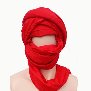 Red Tuareg Scarf, Moroccan Turban, Tribal Scarf, Ethnic Scarf, Moroccan Headscarf, Berber Scarf, Tuareg Tagelmust, Berber Turban