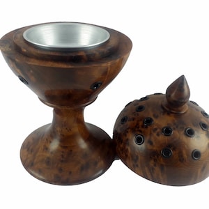 Handmade Thuya Wood Incense burner, High Quality Hand craved Moroccan Thuya Wood Bakhor burner, Moroccan wood burner, Charcoal burner