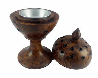 Handmade Thuya Wood Incense burner, High Quality Hand craved Moroccan Thuya Wood Bakhor burner, Moroccan wood burner, Charcoal burner