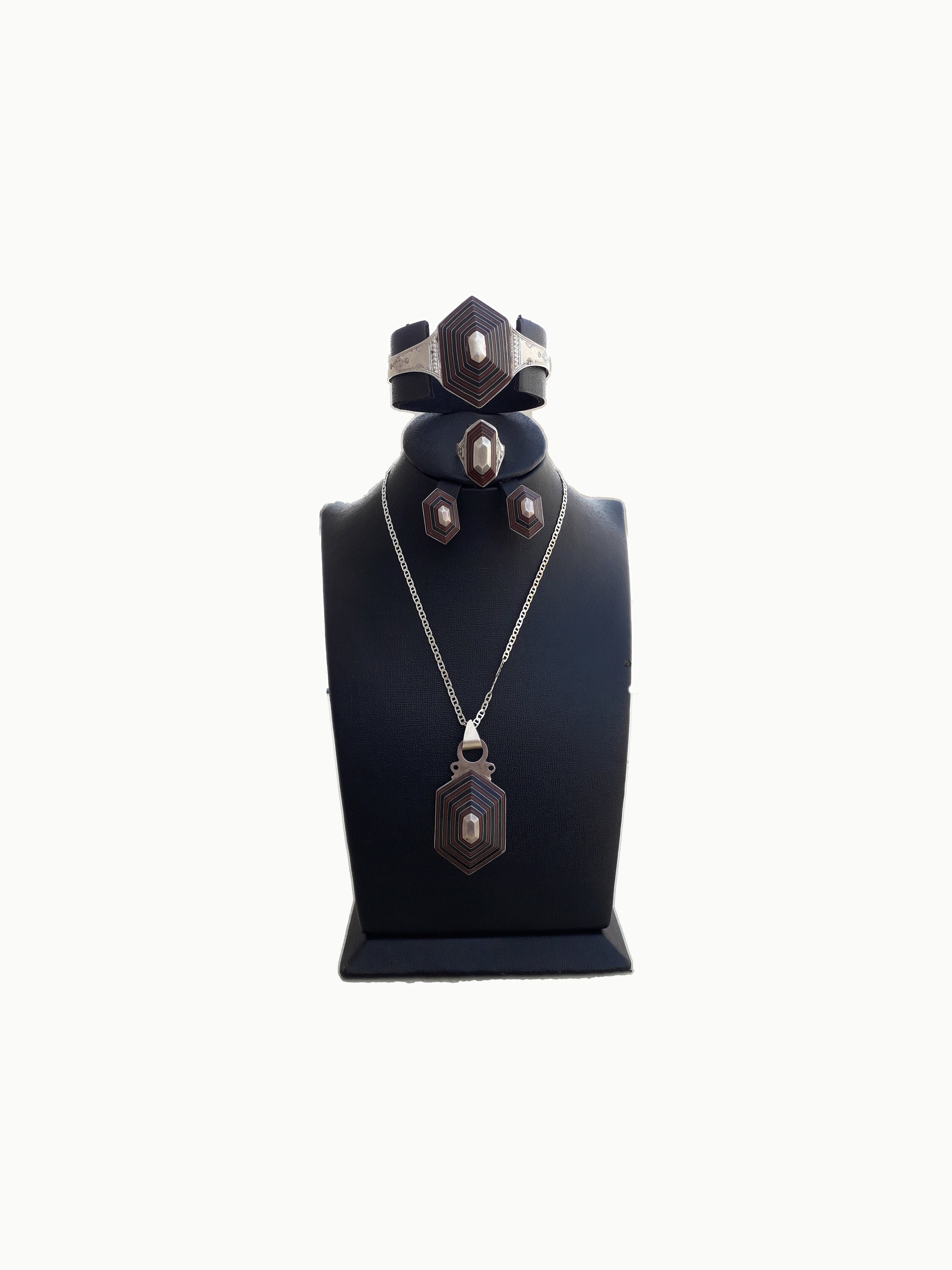 Tuareg Ebony & Silver 4-piece Jewelry Set | Handmade Tuareg Ebony & Silver 4-piece Jewelry Set | Handmade